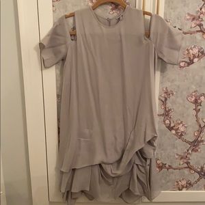 Grey silk Morgane LeFay draped dress